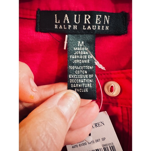 Lauren Ralph Lauren Pink Cotton Henley Short Sleeve Pocket Tee Shirt Medium New - Picture 4 of 7